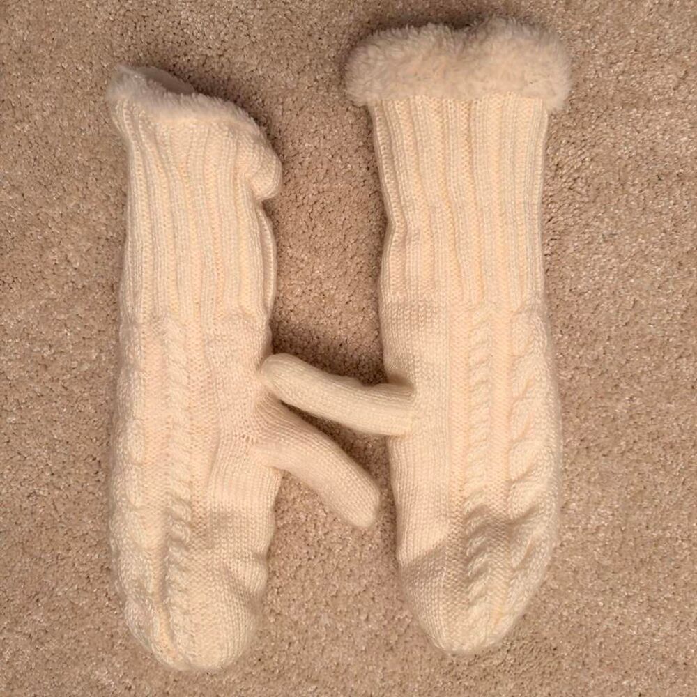 Women's Cream and White Gloves